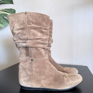 PRADA Ruched Suede Slouch Boots Brown Women's Size 38 US 7 Y2K designer